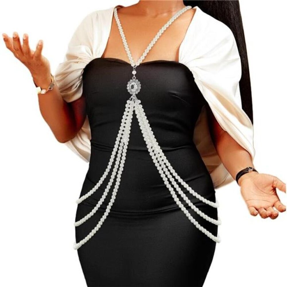 Elegant Pearl Body Chain Jewelry for Women – Statement Waist and Neck Accessory